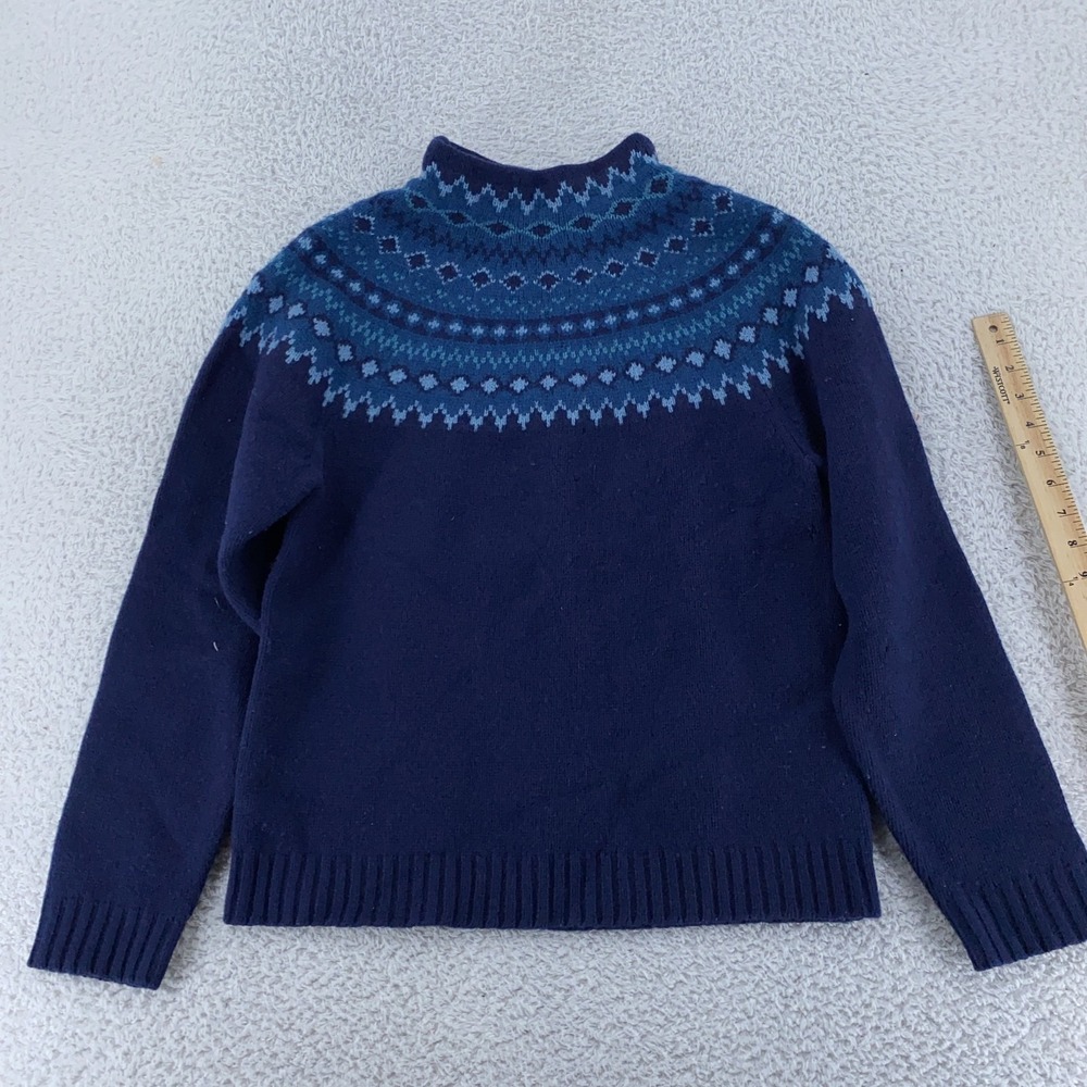 Eddie Bauer Wool Fair Isle Knit Mock Neck Sweater fits XS Pullover Cottagecore